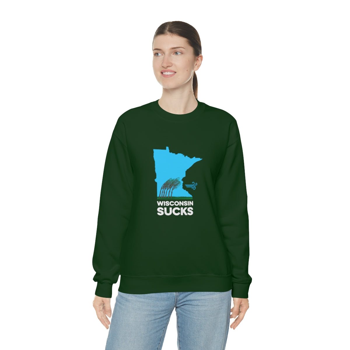 Wisconsin Sucks - Blowing Windy Trees Minnesota Crewneck Sweatshirt - Unisex - Ope Life