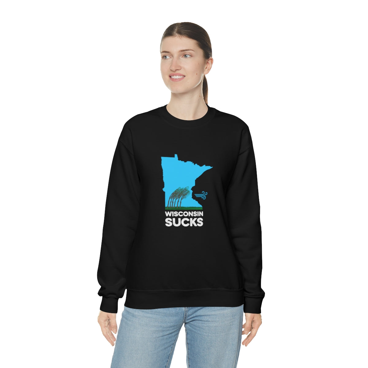 Wisconsin Sucks - Blowing Windy Trees Minnesota Crewneck Sweatshirt - Unisex - Ope Life