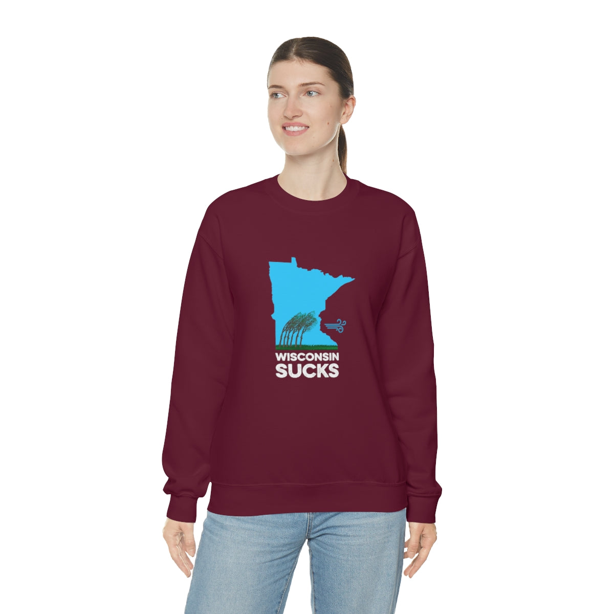 Wisconsin Sucks - Blowing Windy Trees Minnesota Crewneck Sweatshirt - Unisex - Ope Life
