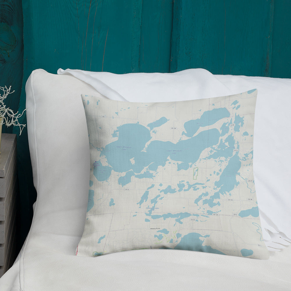 Minnesota 'Up North' Pillow - Cross Lake and Whitefish Chain Of Lakes Map Pillow - Ope Life