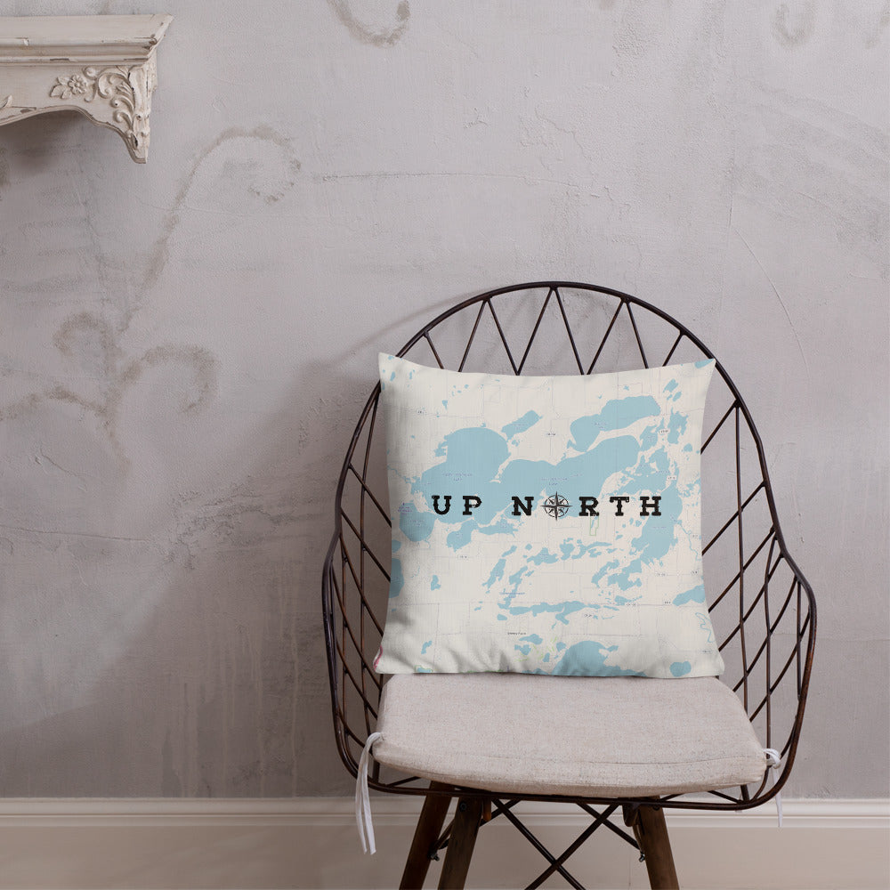 Minnesota 'Up North' Pillow - Cross Lake and Whitefish Chain Of Lakes Map Pillow - 18×18 - Ope Life