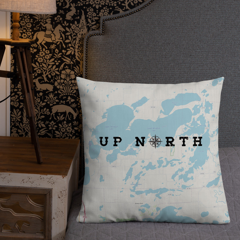 Minnesota 'Up North' Pillow - Cross Lake and Whitefish Chain Of Lakes Map Pillow - Ope Life
