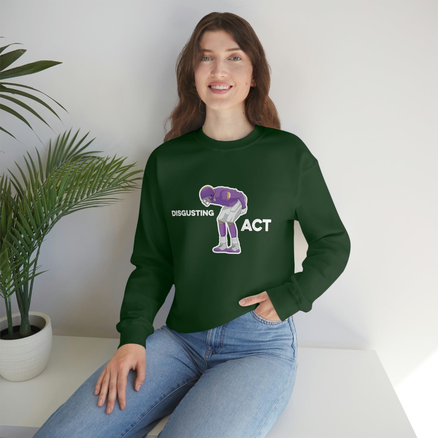 Disgusting Act Sweatshirt - Moss Mooning Packers Vikings Unisex Crewneck Sweatshirt - Ope Life