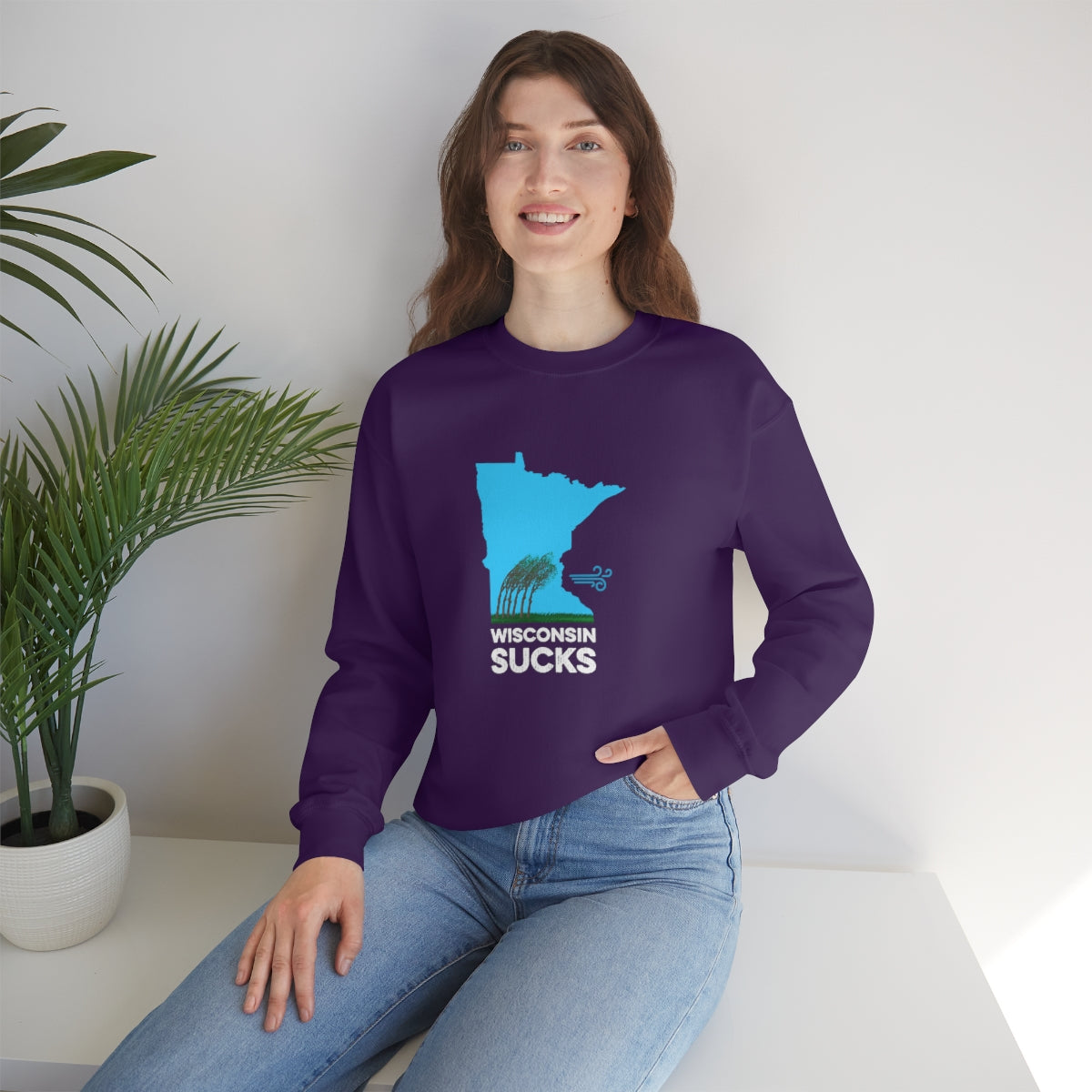 Wisconsin Sucks - Blowing Windy Trees Minnesota Crewneck Sweatshirt - Unisex - Ope Life