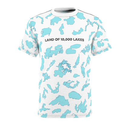 Land of 10,000 Lakes - Minnesota Lakes All-Over-Print T-Shirt - Unisex - 4 oz. / Black stitching / S - Ope Life