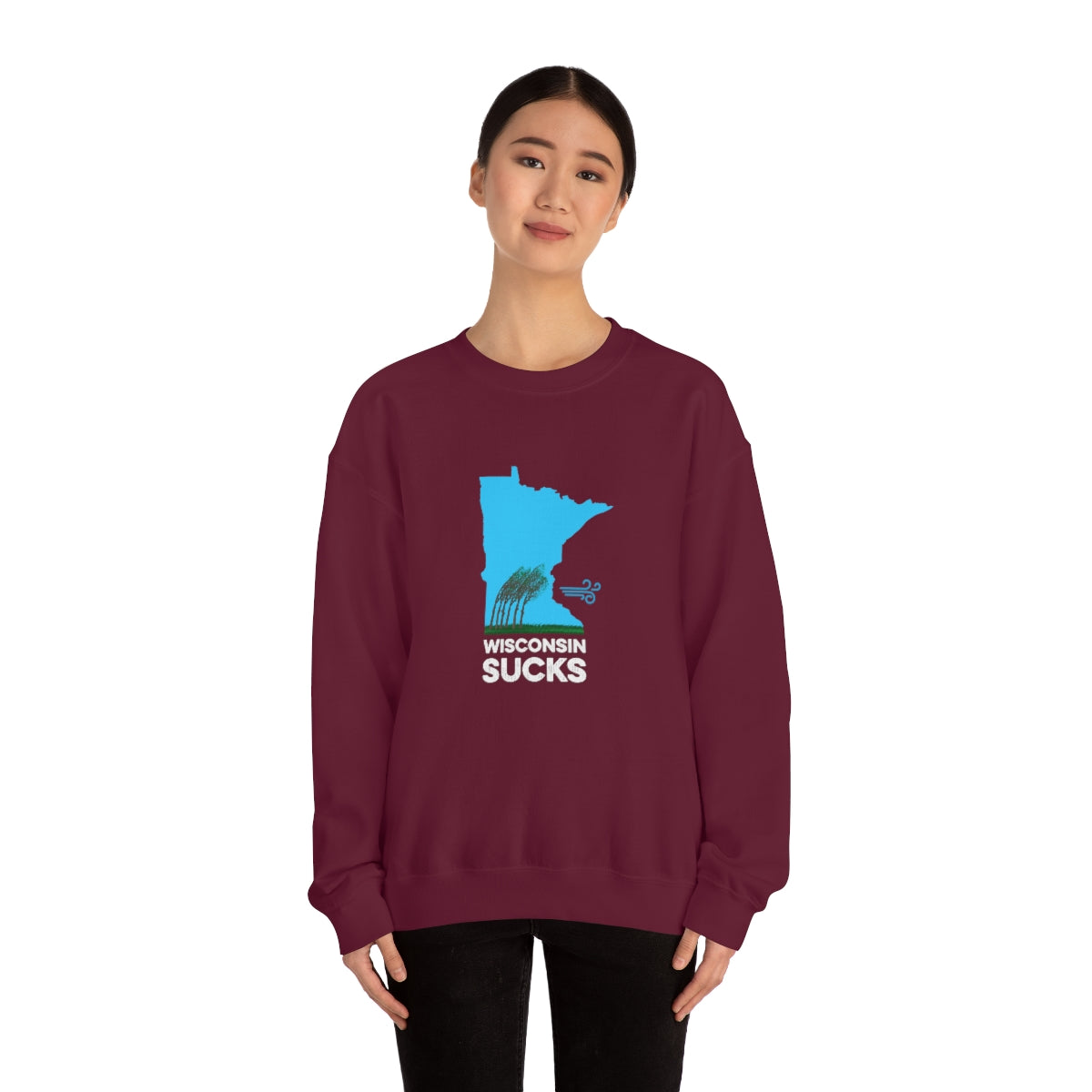 Wisconsin Sucks - Blowing Windy Trees Minnesota Crewneck Sweatshirt - Unisex - Ope Life