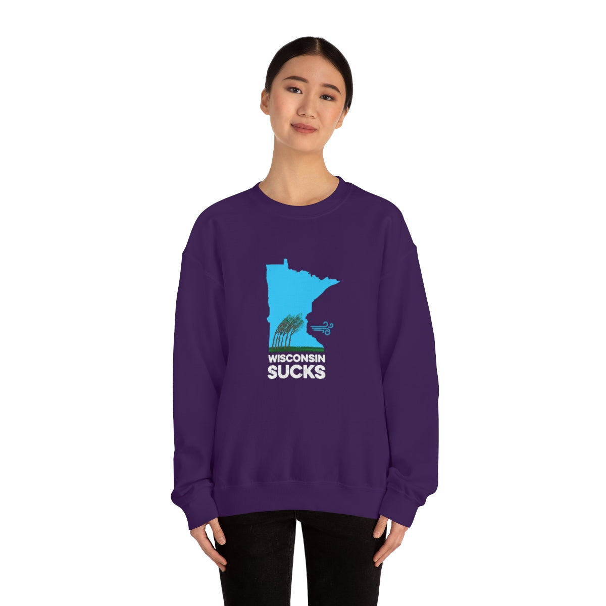 Wisconsin Sucks - Blowing Windy Trees Minnesota Crewneck Sweatshirt - Unisex - Ope Life