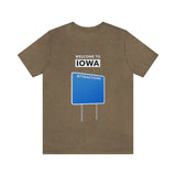 Welcome To Iowa - Blank Attractions Sign - Unisex T-Shirt - Heather Olive / S - Ope Life