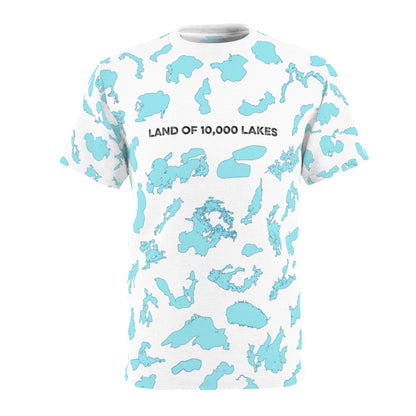Land of 10,000 Lakes - Minnesota Lakes All-Over-Print T-Shirt - Unisex - 4 oz. / White stitching / S - Ope Life
