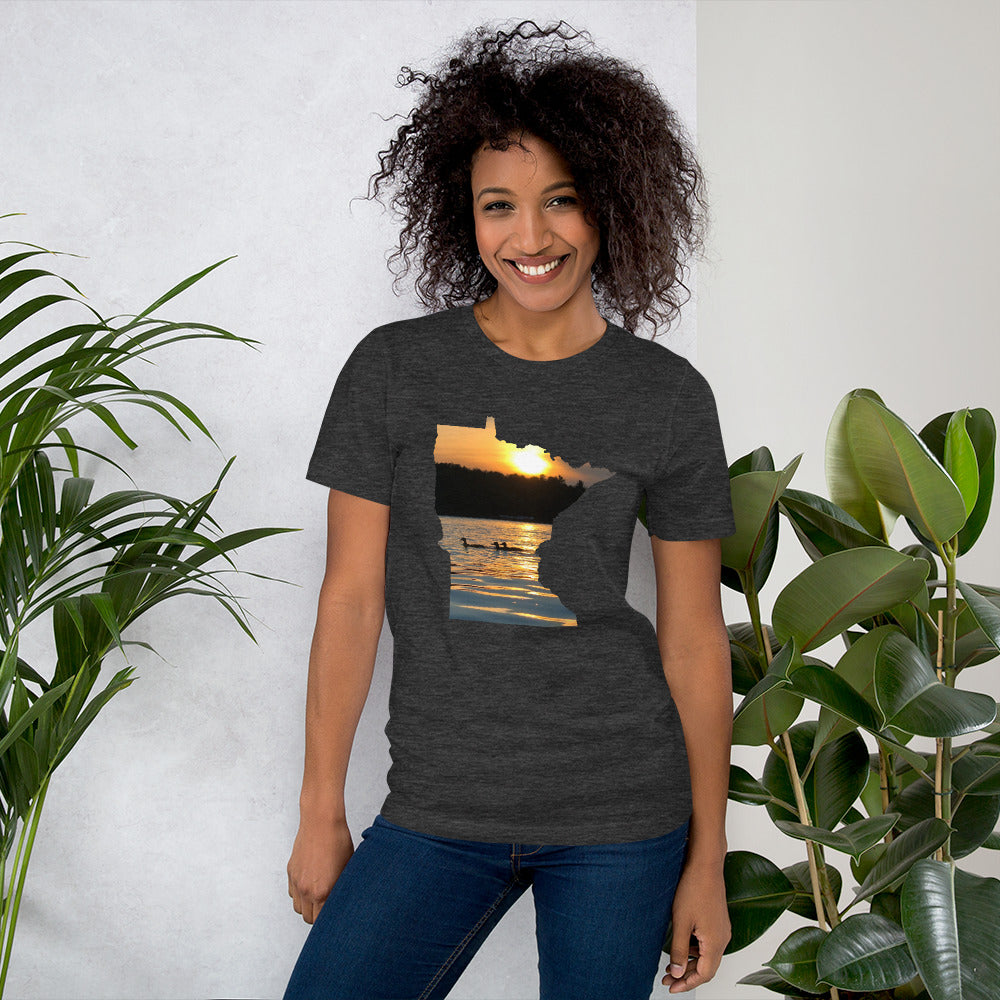 Loons On Minnesota Lake T-Shirt - MN Lake Reflection With Loons Shirt Design - Ope Life