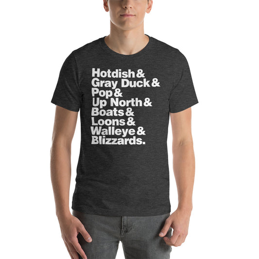 Hotdish & Gray Duck Minnesota Keywords Ampersand T-Shirt - MN Things Shirt - Dark Grey Heather / XS - Ope Life