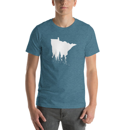 Minnesota Forest Design T-Shirt - MN Trees Overlay Shirt - Heather Deep Teal / S - Ope Life