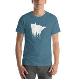 Minnesota Forest Design T-Shirt - MN Trees Overlay Shirt - Heather Deep Teal / S - Ope Life