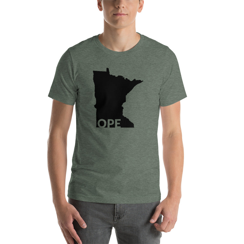 Minnesota Ope Text Cutout T-Shirt Design - Heather Forest / S - Ope Life