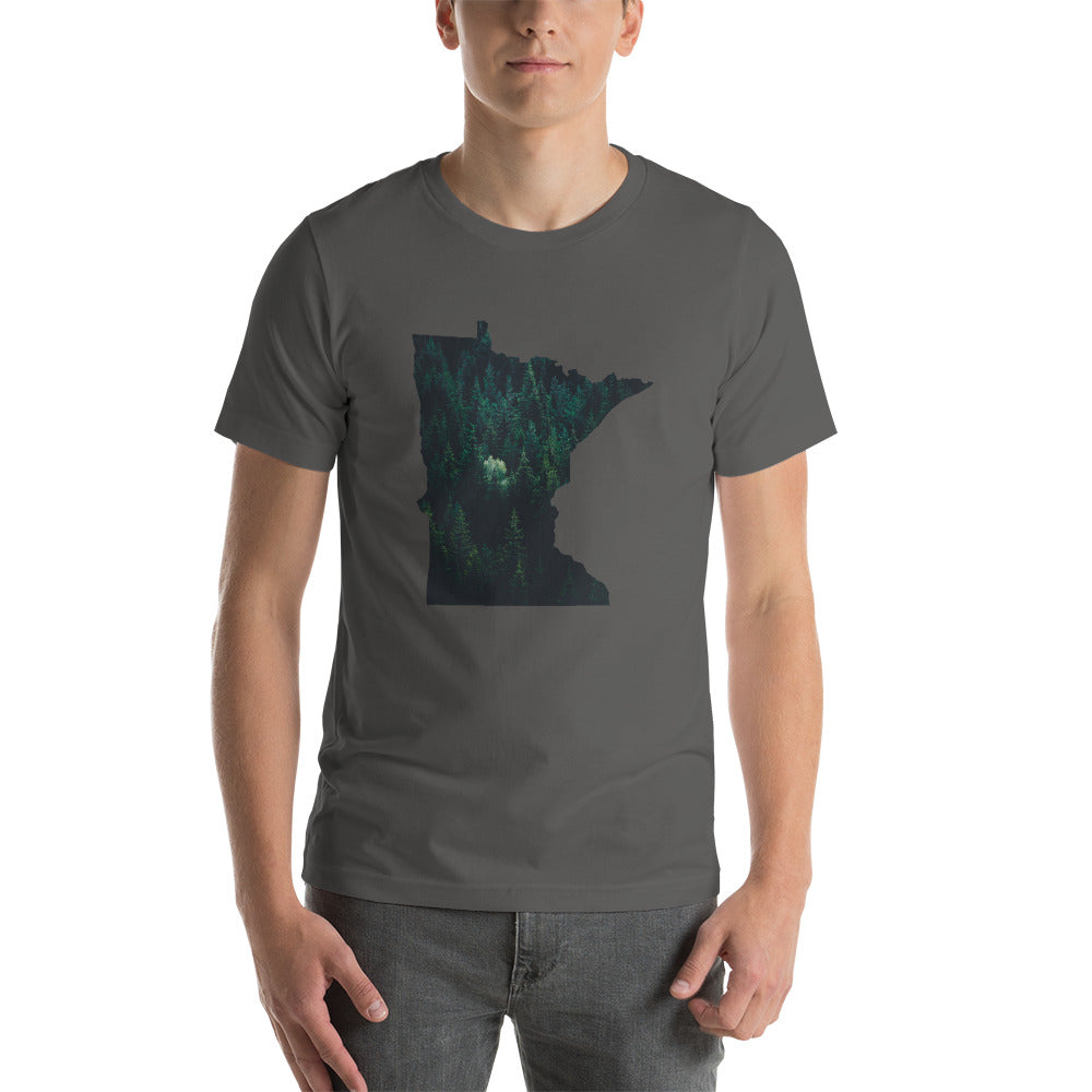 Minnesota Dark Forest T-Shirt - MN Green Tree Design Shirt - Asphalt / S - Ope Life