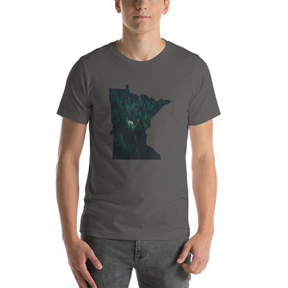 Minnesota Dark Forest T-Shirt - MN Green Tree Design Shirt - Asphalt / S - Ope Life