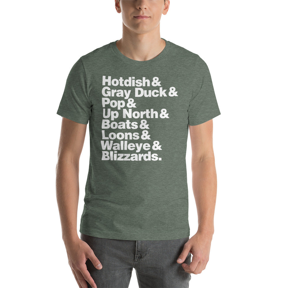 Hotdish & Gray Duck Minnesota Keywords Ampersand T-Shirt - MN Things Shirt - Heather Forest / S - Ope Life