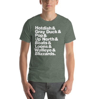 Hotdish & Gray Duck Minnesota Keywords Ampersand T-Shirt - MN Things Shirt - Heather Forest / S - Ope Life