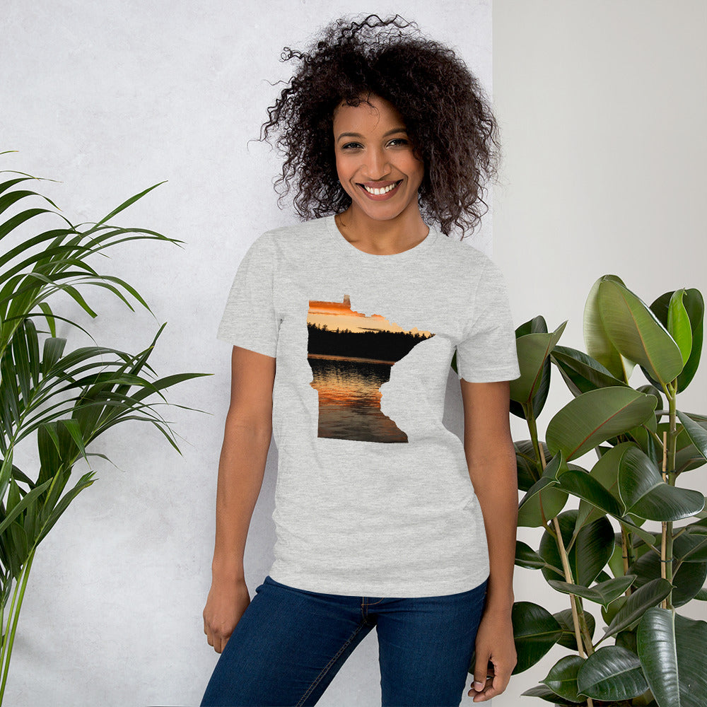 Minnesota Lake Reflection T-Shirt - MN Up North Lake Sunset Design Shirt - Ope Life
