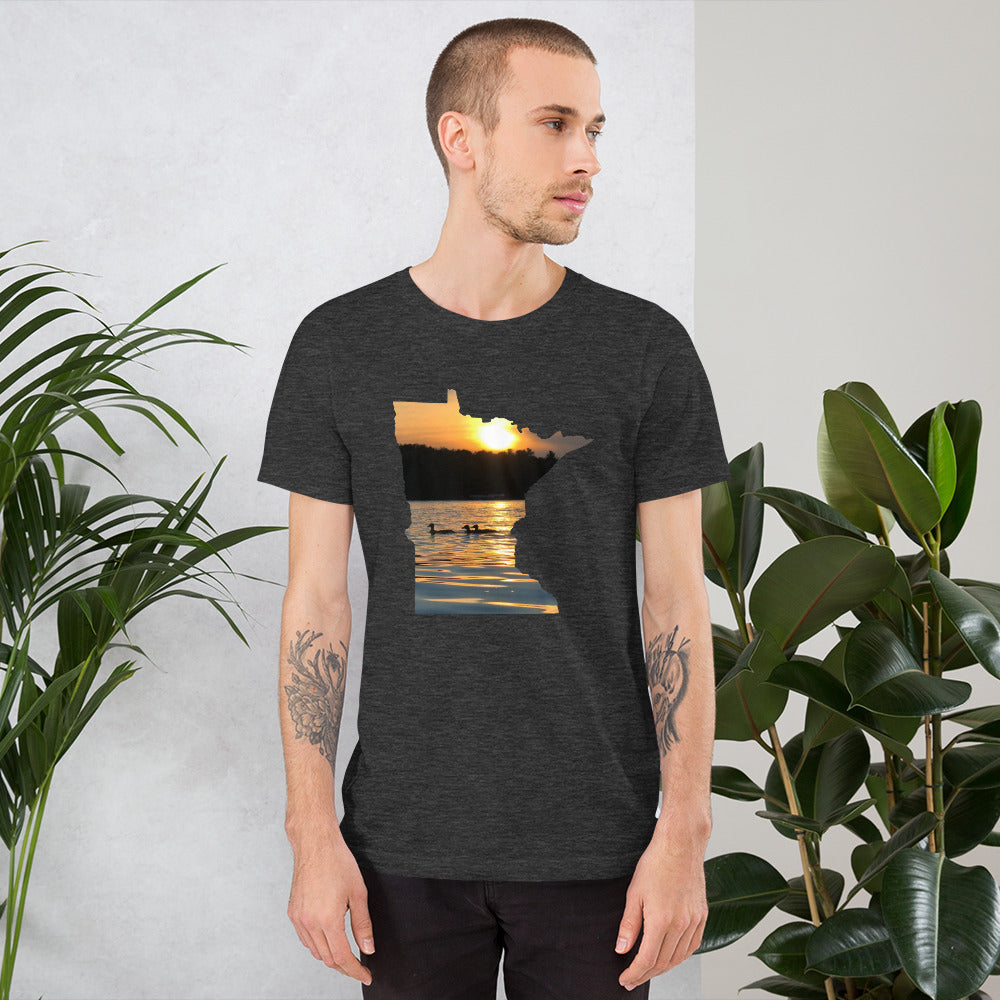 Loons On Minnesota Lake T-Shirt - MN Lake Reflection With Loons Shirt Design - Ope Life
