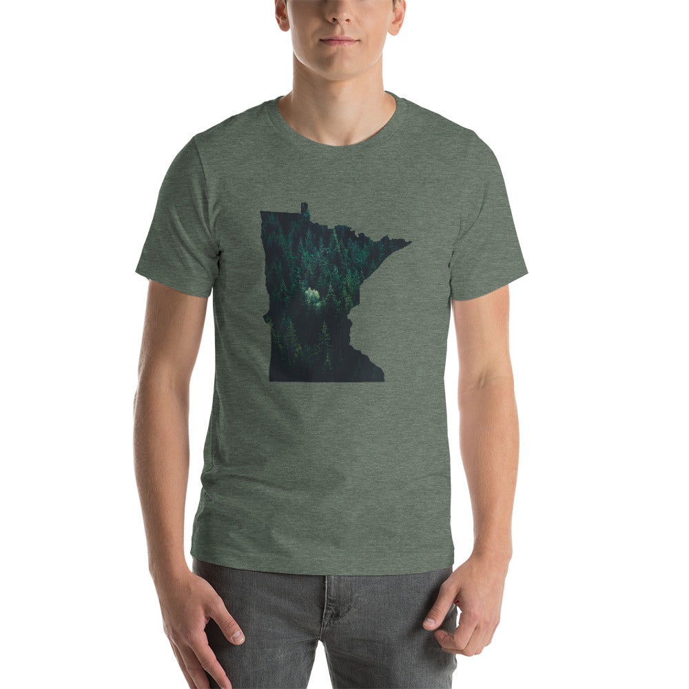 Minnesota Dark Forest T-Shirt - MN Green Tree Design Shirt - Heather Forest / S - Ope Life