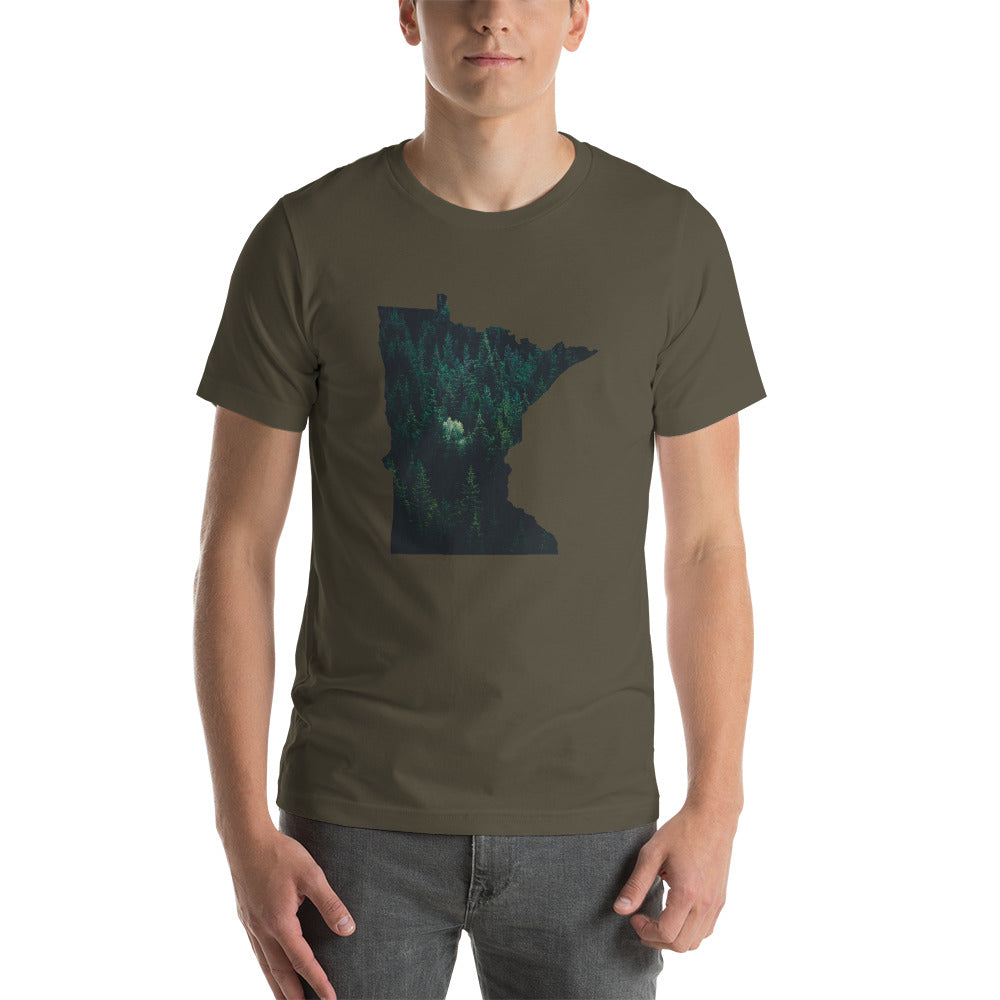 Minnesota Dark Forest T-Shirt - MN Green Tree Design Shirt - Army / S - Ope Life