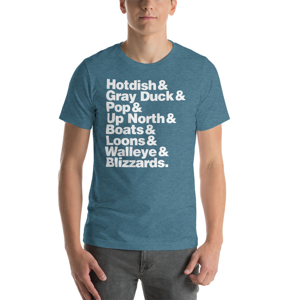 Hotdish & Gray Duck Minnesota Keywords Ampersand T-Shirt - MN Things Shirt - Heather Deep Teal / S - Ope Life