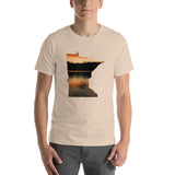 Minnesota Lake Reflection T-Shirt - MN Up North Lake Sunset Design Shirt - Heather Dust / S - Ope Life