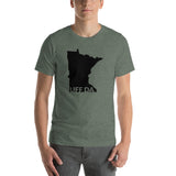 Minnesota "Uff Da" Text Cutout T-Shirt Design - Heather Forest / S - Ope Life