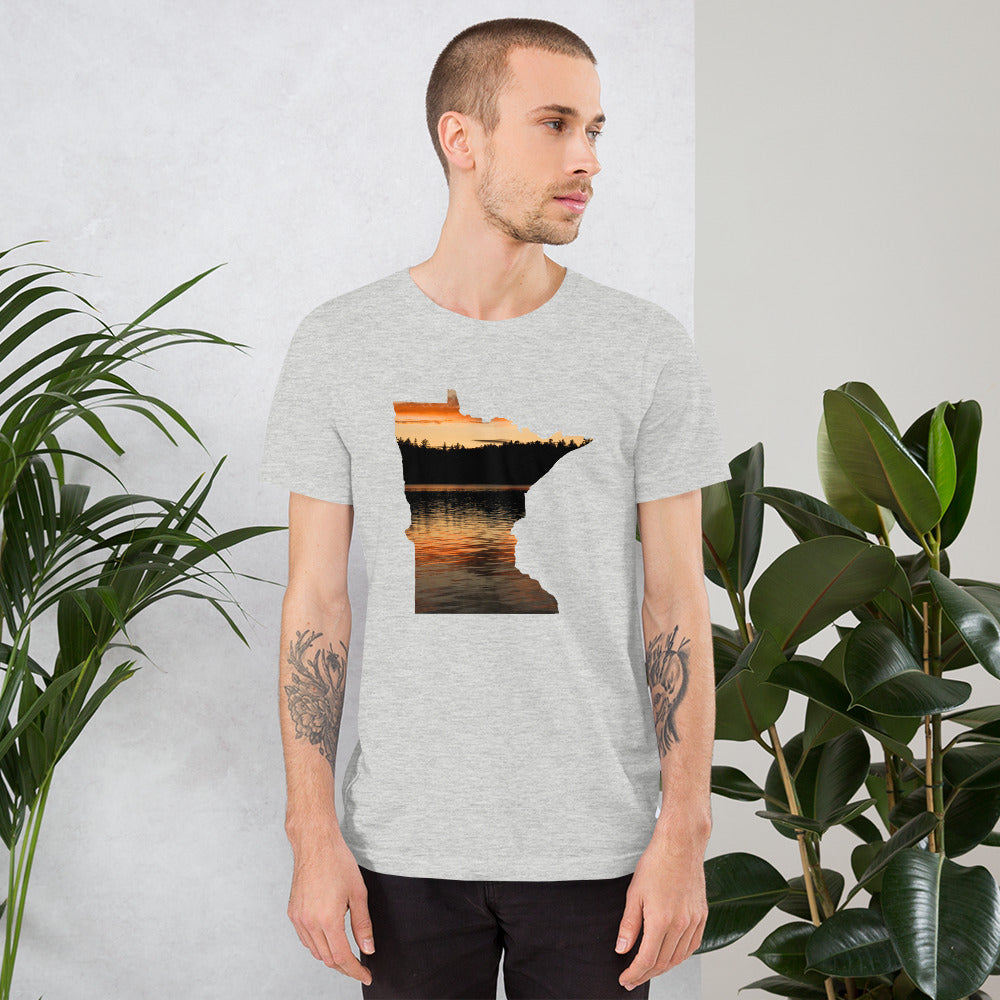 Minnesota Lake Reflection T-Shirt - MN Up North Lake Sunset Design Shirt - Ope Life