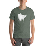Minnesota Forest Design T-Shirt - MN Trees Overlay Shirt - Heather Forest / S - Ope Life