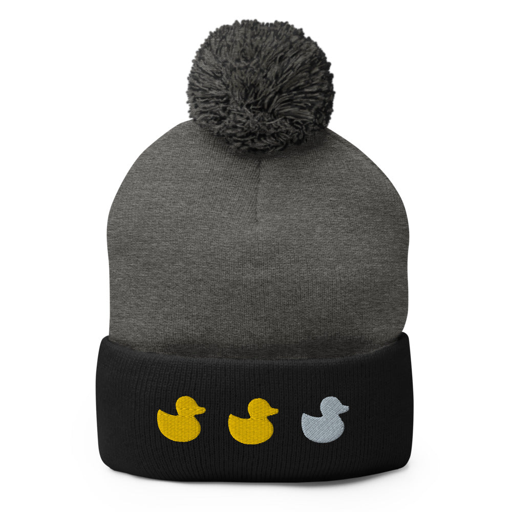Duck Duck Gray Duck - Minnesota Unisex Winter Beanie Hat - Dark Heather Grey/ Black - Ope Life