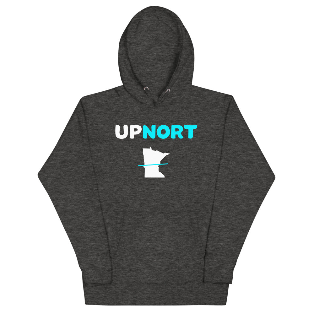 Upnort Minnesota Hoodie - Minnesota Up North With Line Hooded Sweatshirt (UP NORT) - Charcoal Heather / S - Ope Life