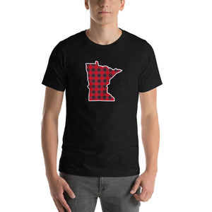 Red Flannel (buffalo check) Minnesota State Outline T-Shirt - Ope Life