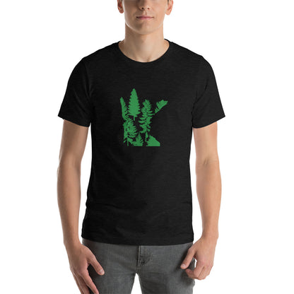 Green Forest Minnesota Overlay Unisex T-Shirt - Black Heather / S - Ope Life
