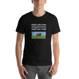 When I See Cows I Make An Announcement To The Rest Off The Car That I See Cows Unisex T-Shirt - Black Heather / S - Ope Life