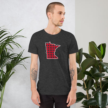 Red Flannel (buffalo check) Minnesota State Outline T-Shirt - Ope Life