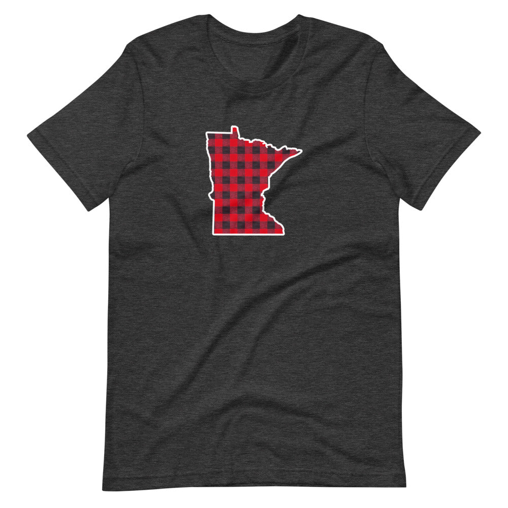 Red Flannel (buffalo check) Minnesota State Outline T-Shirt - Ope Life