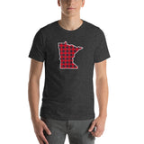 Red Flannel (buffalo check) Minnesota State Outline T-Shirt - Dark Grey Heather / S - Ope Life