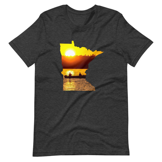 Minnesota Lake Reflection Fisherman In Boat T-Shirt - MN Up North Fishing Sunset Design Shirt - Ope Life