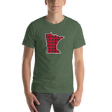 Red Flannel (buffalo check) Minnesota State Outline T-Shirt - Heather Forest / S - Ope Life