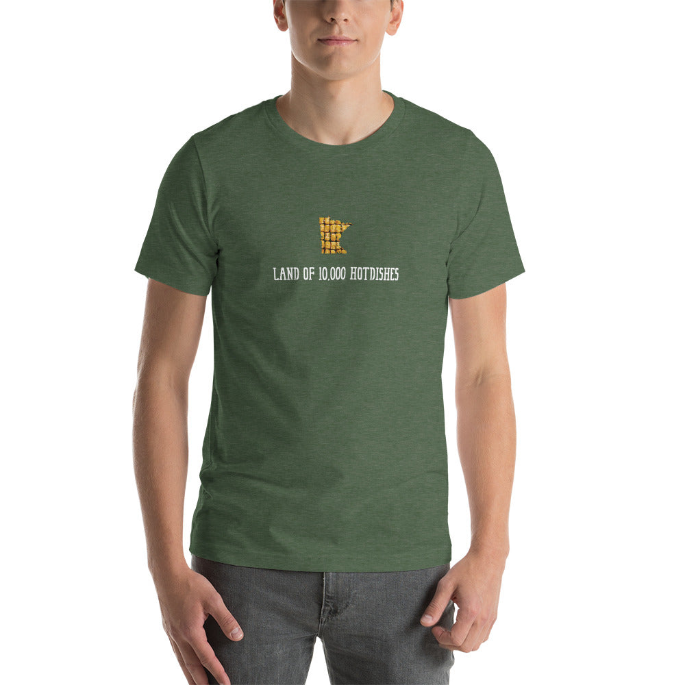 Land Of 10,000 Hotdishes Minnesota Unisex T-Shirt - Heather Forest / S - Ope Life