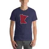 Red Flannel (buffalo check) Minnesota State Outline T-Shirt - Heather Midnight Navy / S - Ope Life