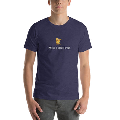 Land Of 10,000 Hotdishes Minnesota Unisex T-Shirt - Heather Midnight Navy / S - Ope Life