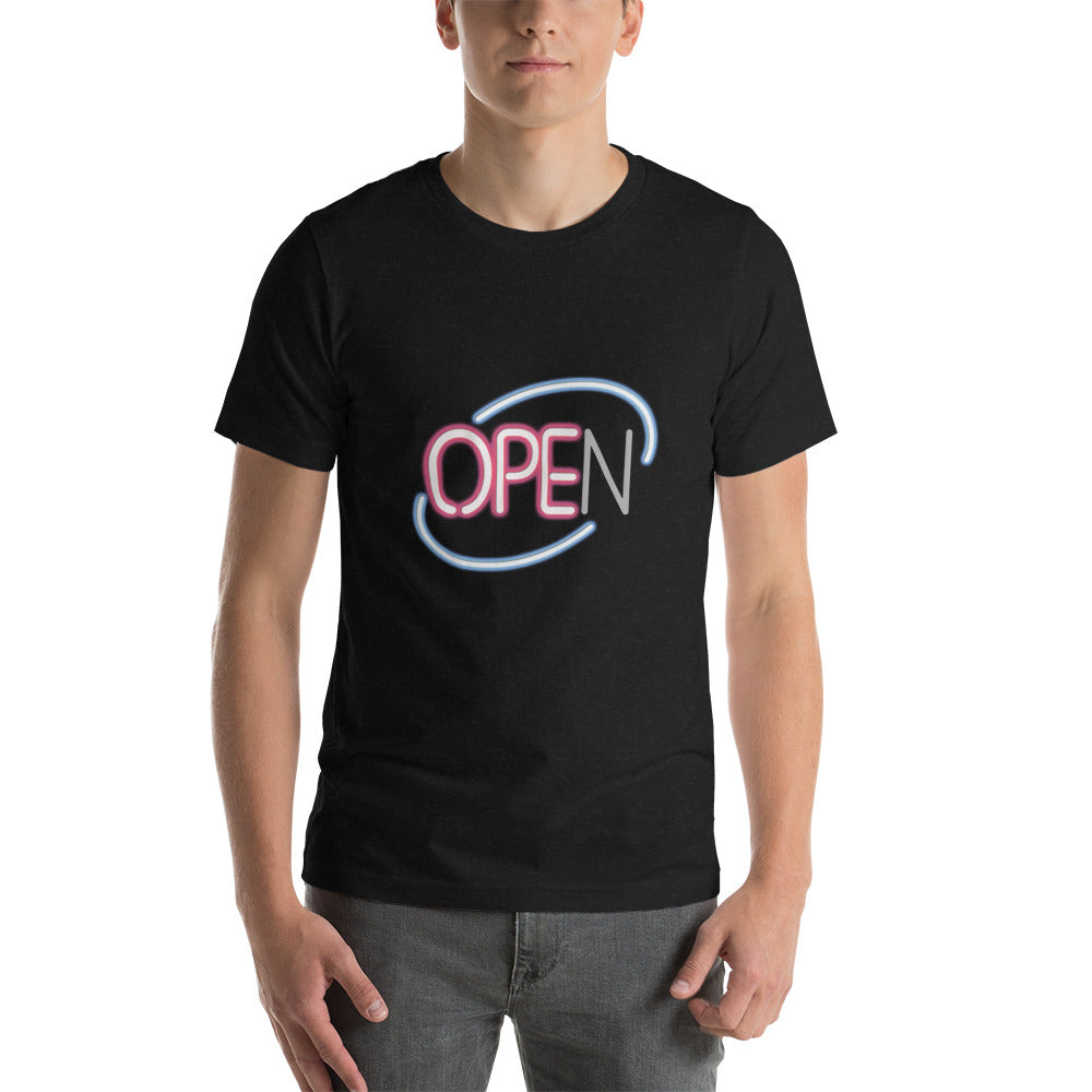 black shirt neon writing