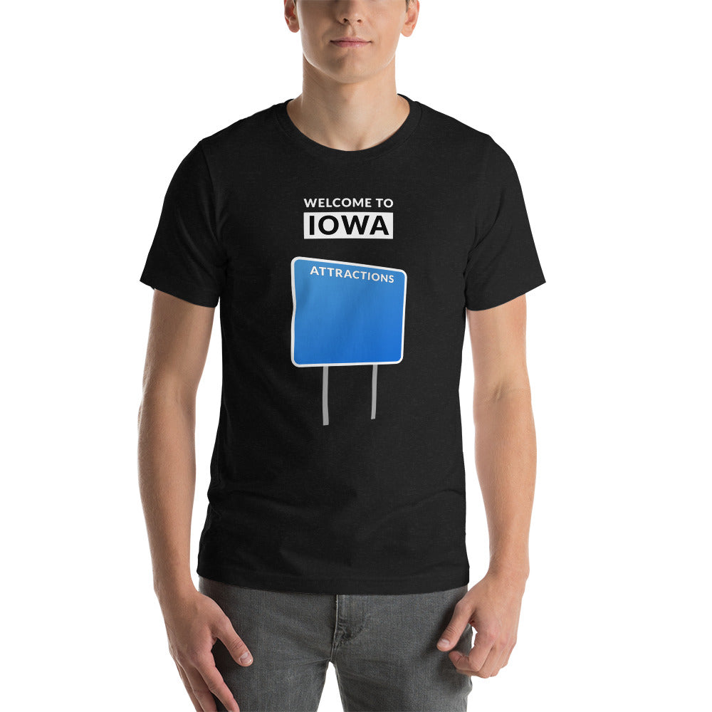 Welcome To Iowa - Blank Attractions Sign - Unisex T-Shirt - Ope Life