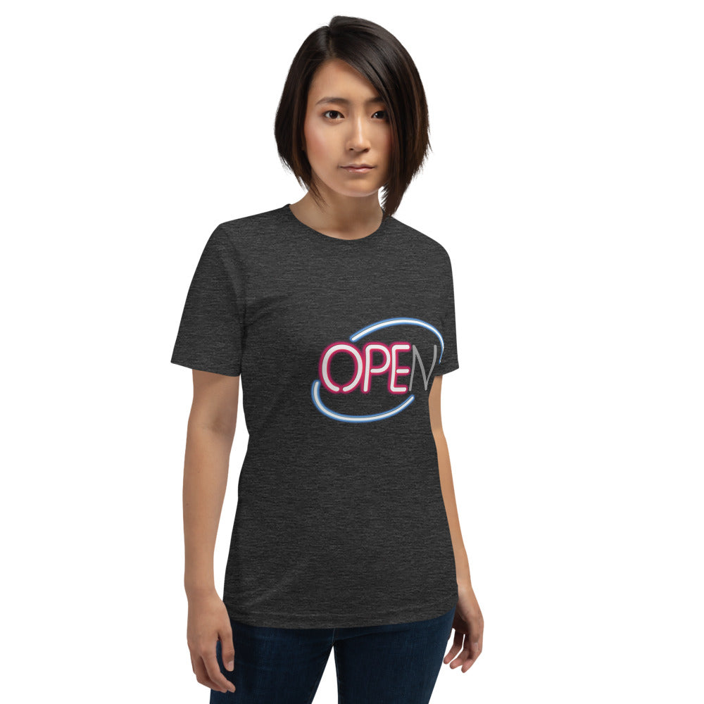 Ope Neon Sign Unisex T-Shirt - Open Sign Shirt With N Burnt Out - Ope Life