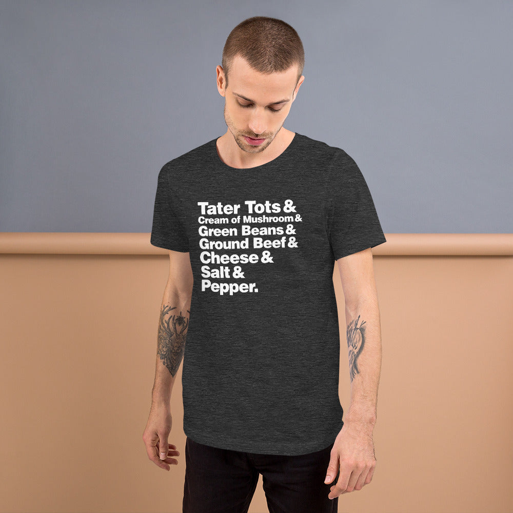 Hotdish Ingredients Recipe Ampersand Design Unisex T-Shirt - Hotdish Recipe Minnesota Shirt - Ope Life
