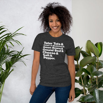 Hotdish Ingredients Recipe Ampersand Design Unisex T-Shirt - Hotdish Recipe Minnesota Shirt - Ope Life