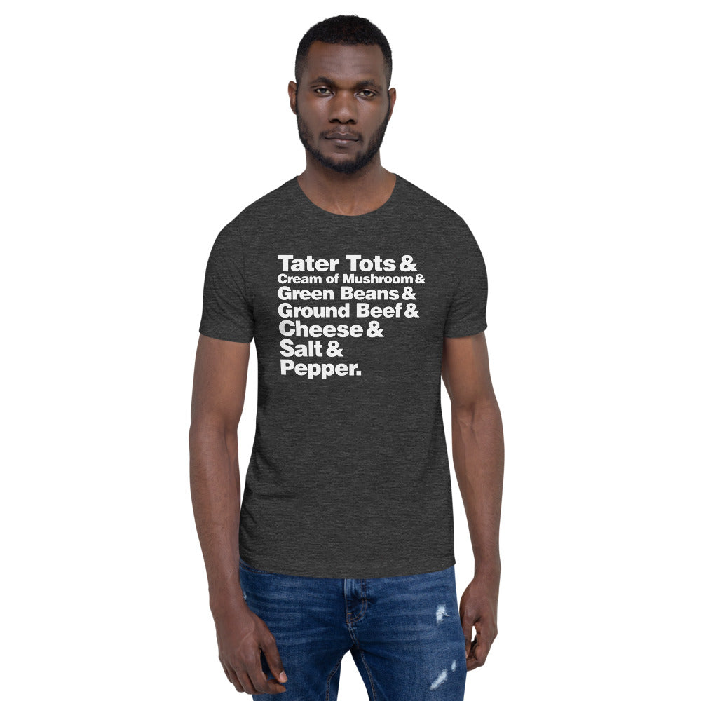 Hotdish Ingredients Recipe Ampersand Design Unisex T-Shirt - Hotdish Recipe Minnesota Shirt - Ope Life